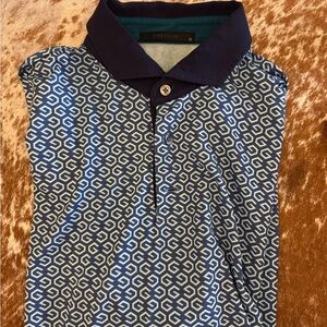 Greyson Men's Blue Patterned Golf Polo